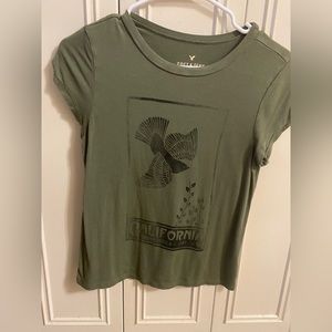 American eagle outfitters olive green shirt with bird